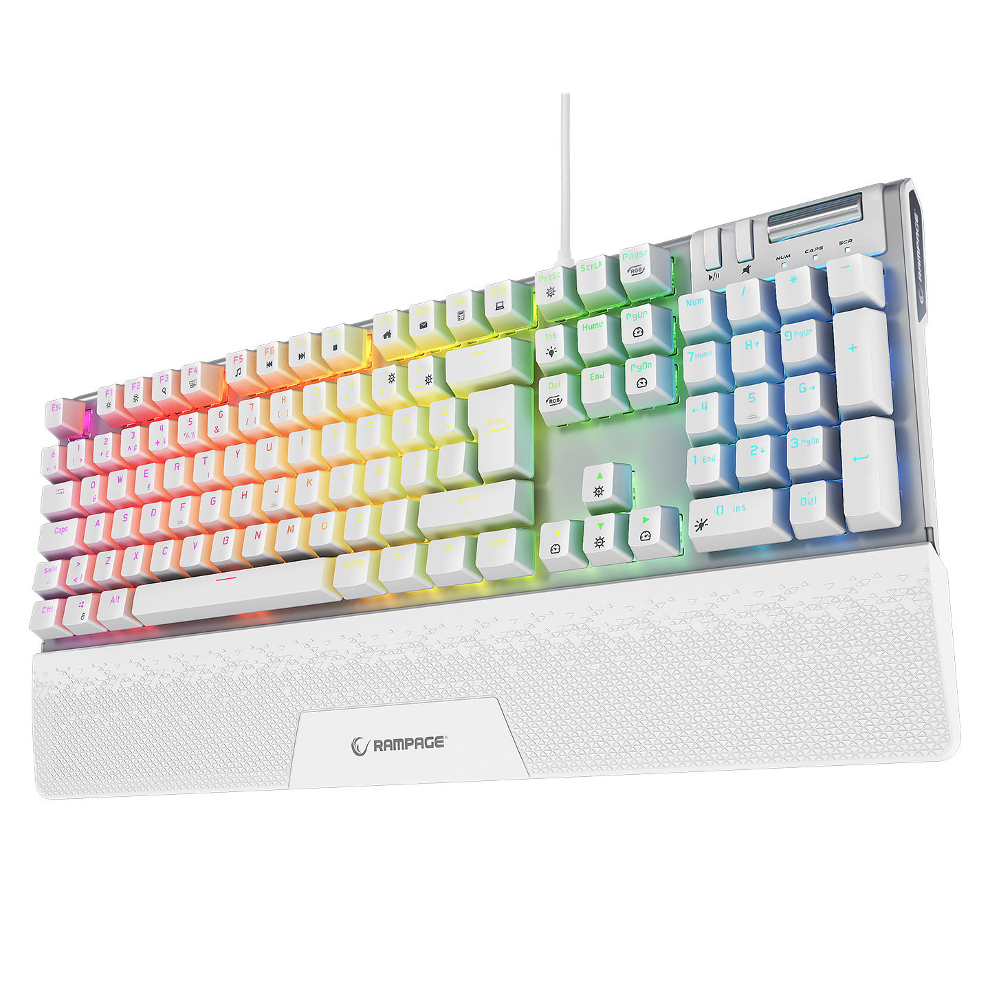  Rampage Carbon Beyaz RGB Q Gaming Oyuncu Klavye Bilek Destekli Red Switch